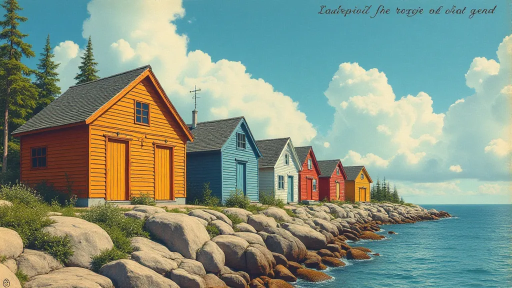 Vintage postcard of lobster shacks in Maine.