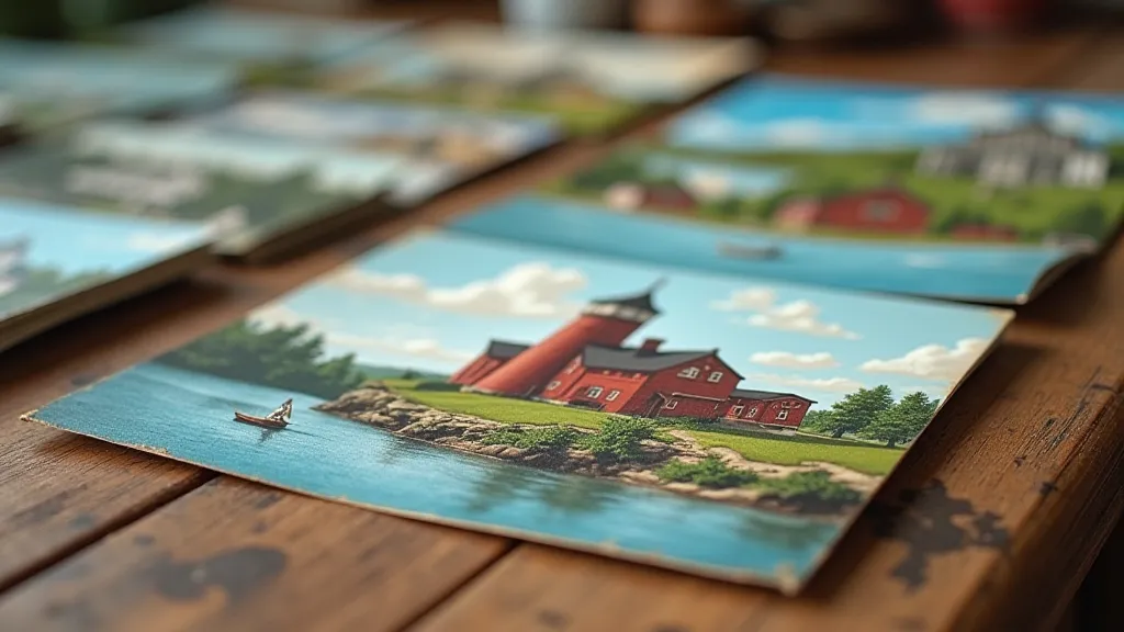Collection of vintage Maine postcards.