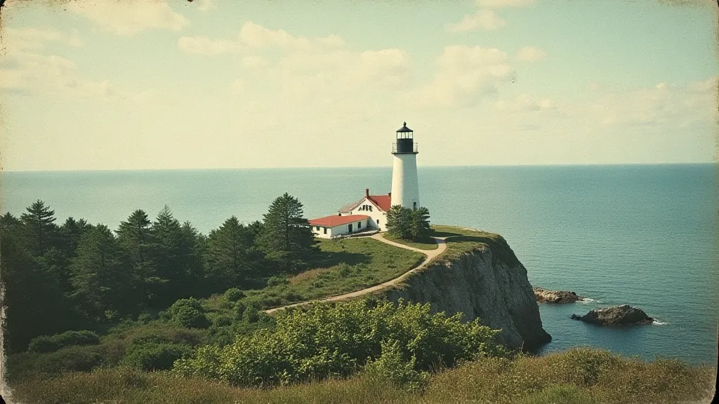 Vintage postcard of Monhegan Island Lighthouse