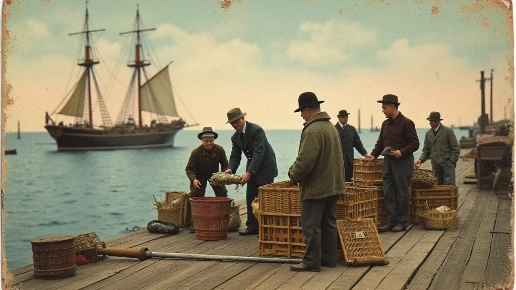 Vintage postcard of Portland wharf scene