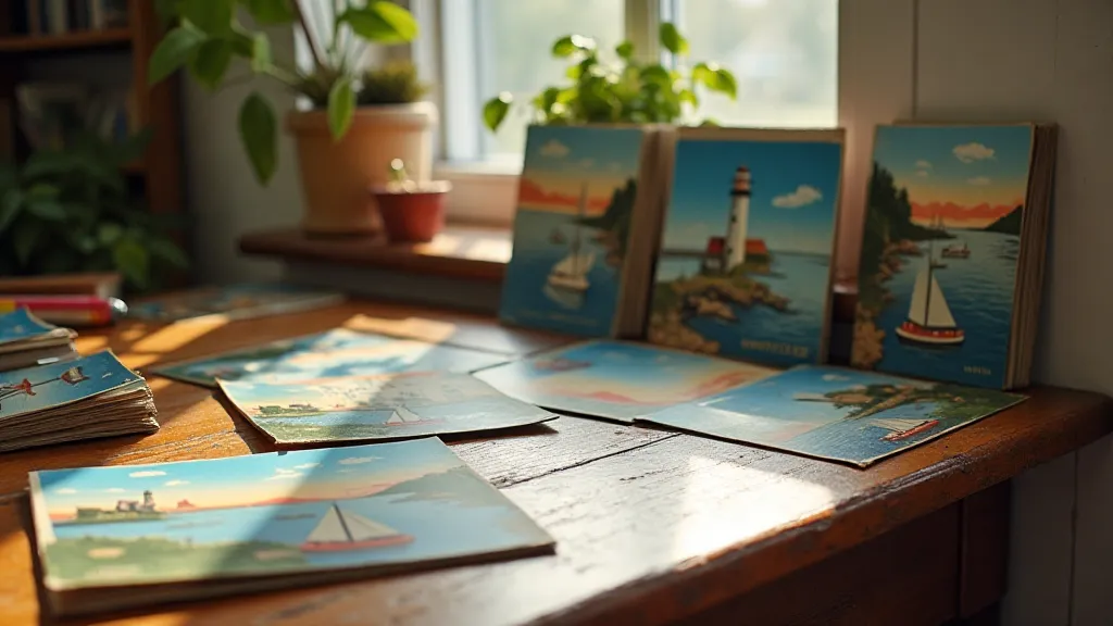 Collection of vintage Maine postcards.