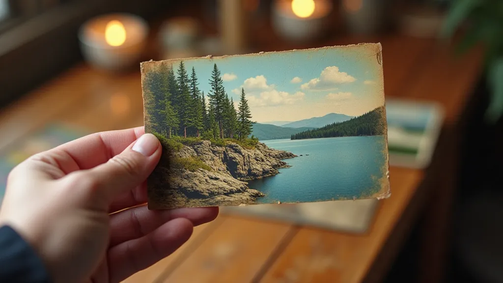 Vintage postcard being held by a collector